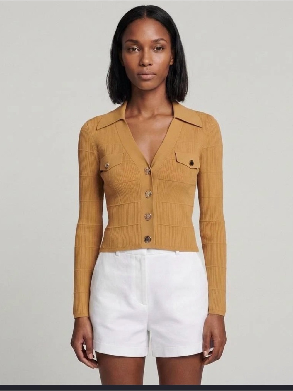 Sandro Gold Button Front Cardigan